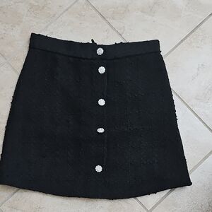 H&M Black Mini Skirt with Button Detail